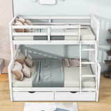 Twin over Full Convertible Bunk Bed for Kids, Adults with Storage - [Drawers]