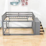 Low Full Over Full Bunk Beds for Kids, Toddlers with Storage - [Wood]