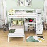 Twin Over Twin Bunk Beds with Desk and Storage Stairs - [Drawers, Shelves, L-Shaped]