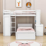 L-Shaped Twin Over Twin Bunk Beds with Desk and Storage - [Wooden, Drawers, Wardrobe]