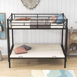 Twin Over Full Futon Bunk Beds with 2 Ladders - [Black, Metal]