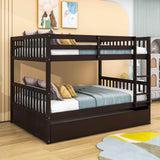 Convertible Full Over Full Bunk Beds with Trundle for Kids, Teens - [Wooden]