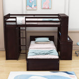 L-Shaped Twin Over Twin Bunk Beds with Desk and Storage - [Wooden, Drawers, Wardrobe]