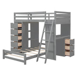 Smart Twin Over Twin Bunk Beds with Desk and Storage Chest, Drawers