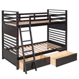 Convertible Twin Over Twin Wooden Bunk Beds with Storage Drawers