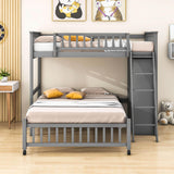 Wooden L-Shaped Twin Over Full Adult Bunk Beds with Storage - [Drawers]