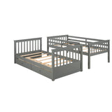 Wooden Twin Over Twin Bunk Beds with Storage Drawers - [Convertible]