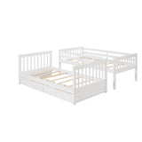 Wooden Twin Over Twin Bunk Beds with Storage Drawers - [Convertible]