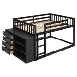 Low Full Over Full Bunk Beds for Kids, Toddlers with Storage - [Wood]