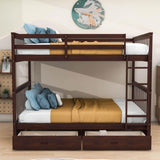 Full Over Full Bunk Beds with Storage for Kids, Adults - [Wooden, Convertible]