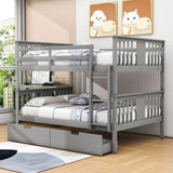 Full Over Full Bunk Beds with Storage Drawers for Kids - [Wooden, Convertible]