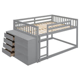 Low Full Over Full Bunk Beds for Kids, Toddlers with Storage - [Wood]