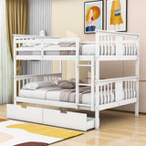 Full Over Full Bunk Beds with Storage Drawers for Kids - [Wooden, Convertible]