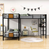 Twin Over Twin Loft Triple Bunk Beds with Desk and Storage for Kids - Metal