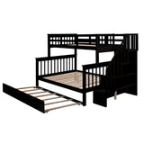 Twin Over Full Bunk Beds for Kids, Adults with Trundle and Storage