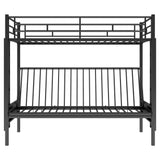 Twin Over Full Futon Bunk Beds with 2 Ladders - [Black, Metal]