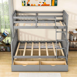 Twin over Full Convertible Bunk Bed for Kids, Adults with Storage - [Drawers]