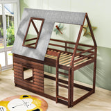 Rustic Low Twin Over Twin FarmHouse Bunk Beds for Kids, Toddler - [Floor]