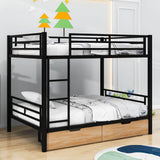 Convertible Full Over Full Bunk Beds with Storage Drawers for Kids - Metal