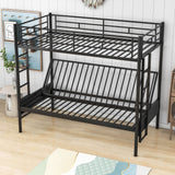 Twin Over Full Futon Bunk Beds with 2 Ladders - [Black, Metal]