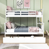 Modern Convertible Twin Over Full Bunk Bed with Storage Drawers - [Wood]