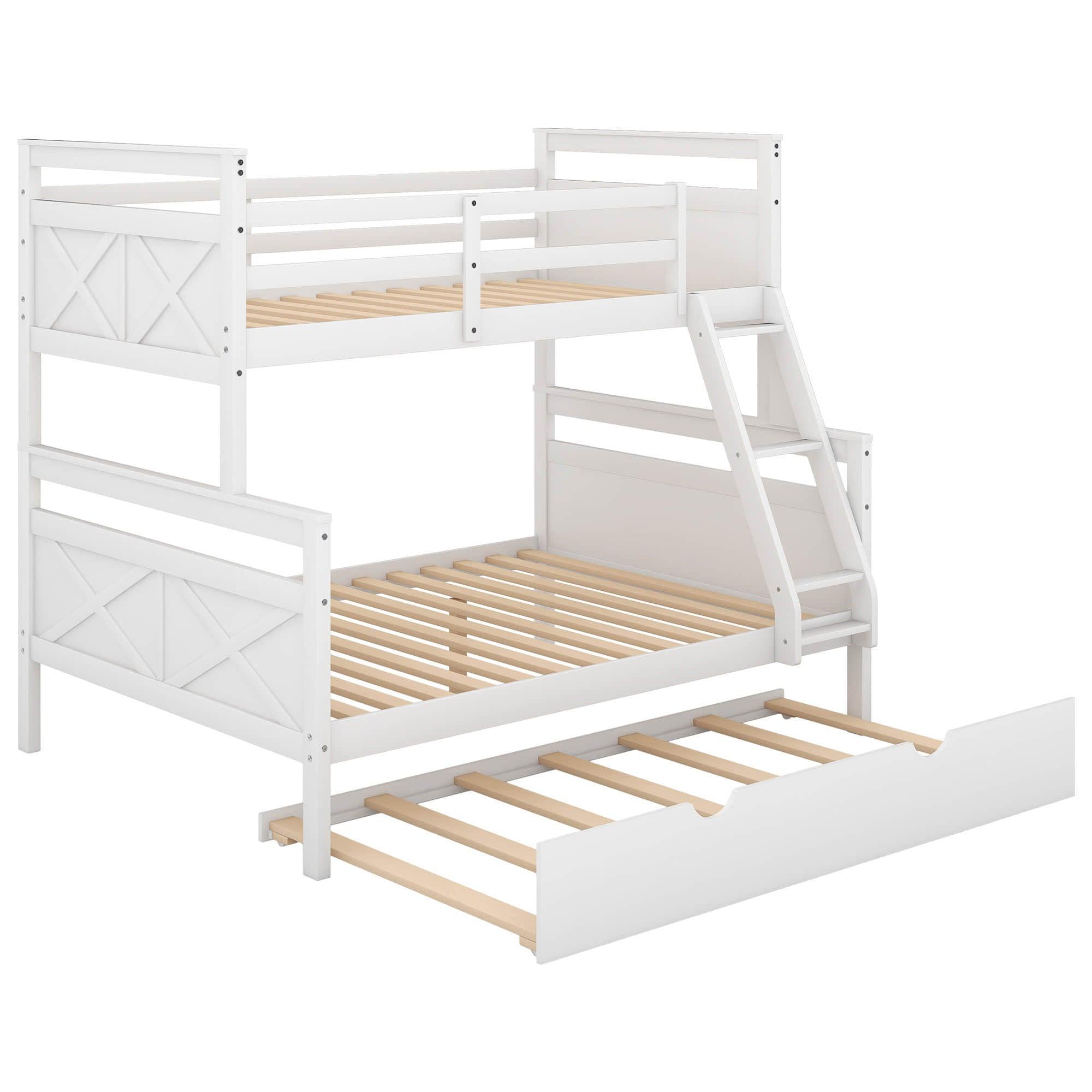 Modern Twin Over Full Bunk Beds with Trundle for Kids, Adults - [Wooden, Convertible]