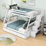 Twin Over Full Bunk Beds with Stairs and Storage Drawers - [Wooden, Convertible]