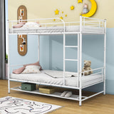 Metal Twin Over Twin Convertible Bunk Beds for Adults Kids with Storage