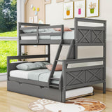 Modern Twin Over Full Bunk Beds with Trundle for Kids, Adults - [Wooden, Convertible]