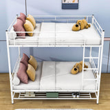 Metal Full Over Full Convertible Bunk Beds for Adults with Storage Shelves