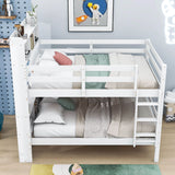 Solid Wood Convertible Full Over Full Bunk Beds with Bookcase Headboard