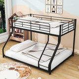 Twin XL Over Queen Metal Floor Loft Bunk Beds for Adults, Kids