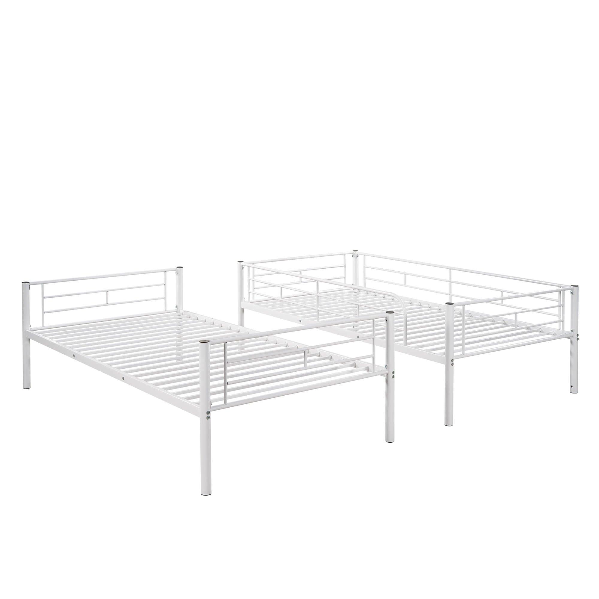 Twin Over Twin Bunk Beds for Kids, Adults - [Metal, Convertible, Small Room]