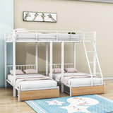 Full Over Twin & Twin Triple Bunk Beds with Storage - [Metal, Drawers, Table]