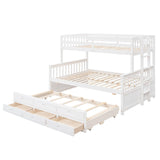 Wooden Twin Over Full Convertible Bunk Beds with Trundle and Storage