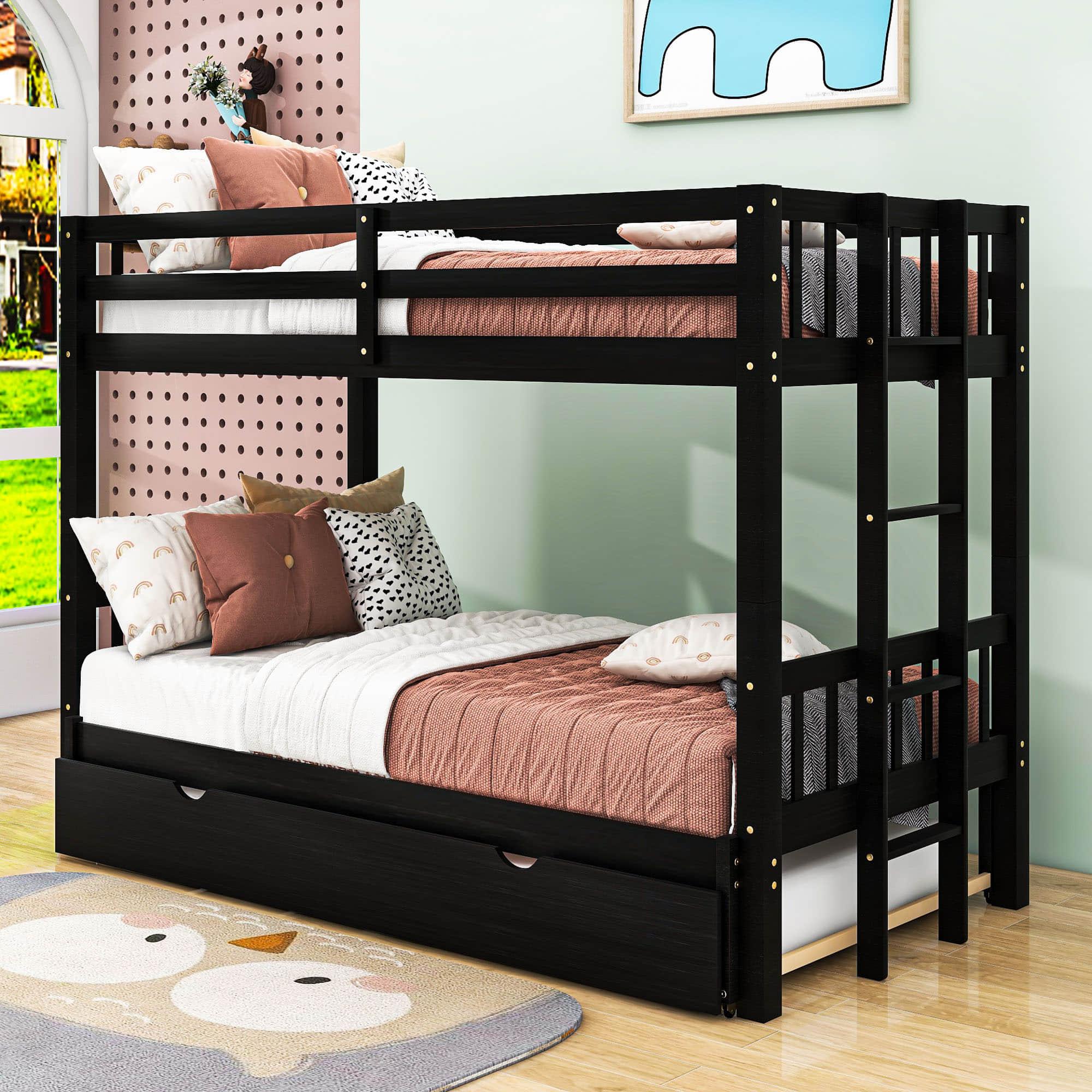 Extendable Twin Over Twin to King Bunk Beds with Trundle - [Wooden, Convertible]