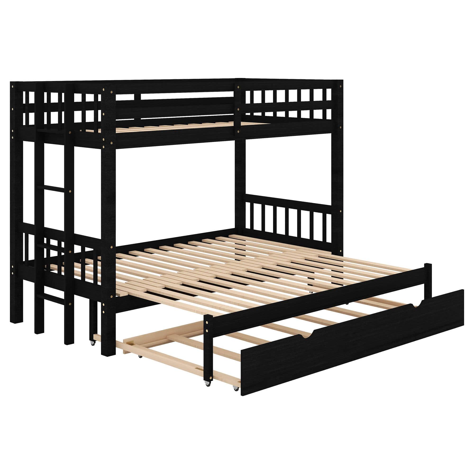 Extendable Twin Over Twin to King Bunk Beds with Trundle - [Wooden, Convertible]