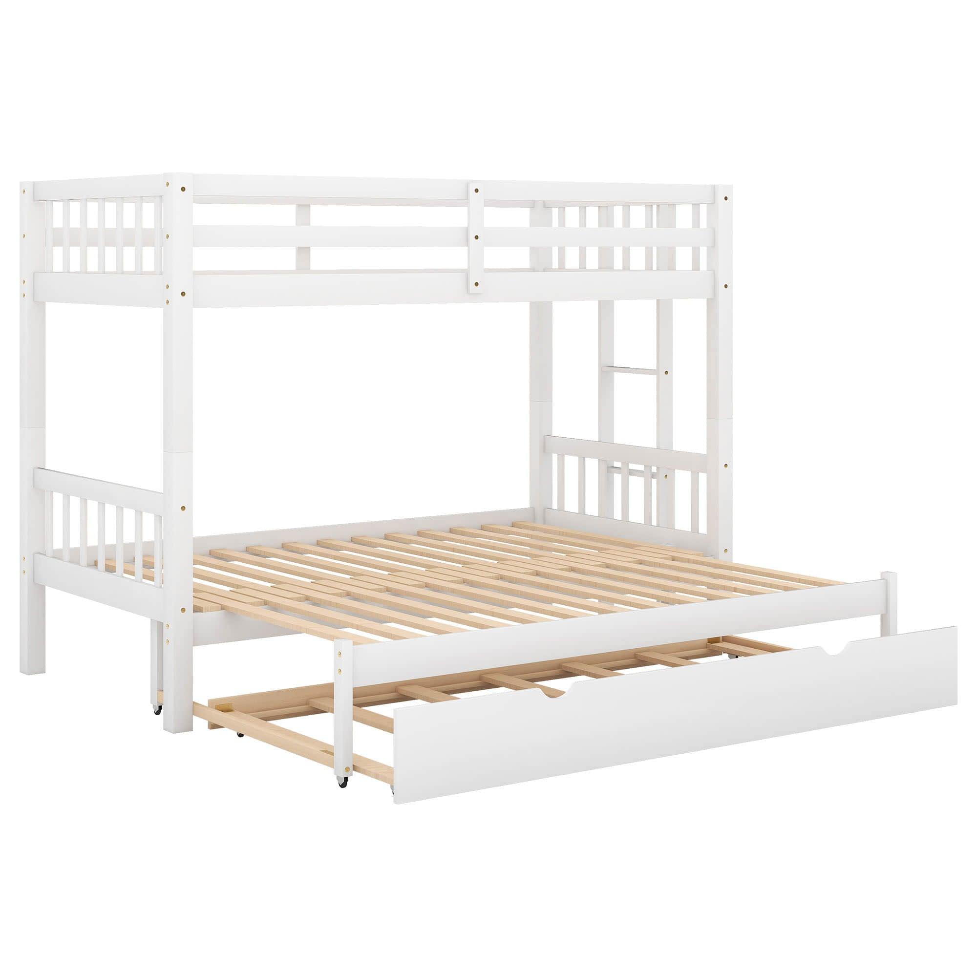 Extendable Twin Over Twin to King Bunk Beds with Trundle - [Wooden, Convertible]