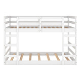 Modern Low Full Over Full Bunk Beds for Kids Toddler with 2 Ladders - Wooden