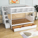 Twin Over Full Bunk Beds with Stairs and Storage for Adults - [Wooden, Drawers, Bookcase]