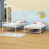 Metal Twin Over Twin Convertible Bunk Beds for Adults Kids with Storage