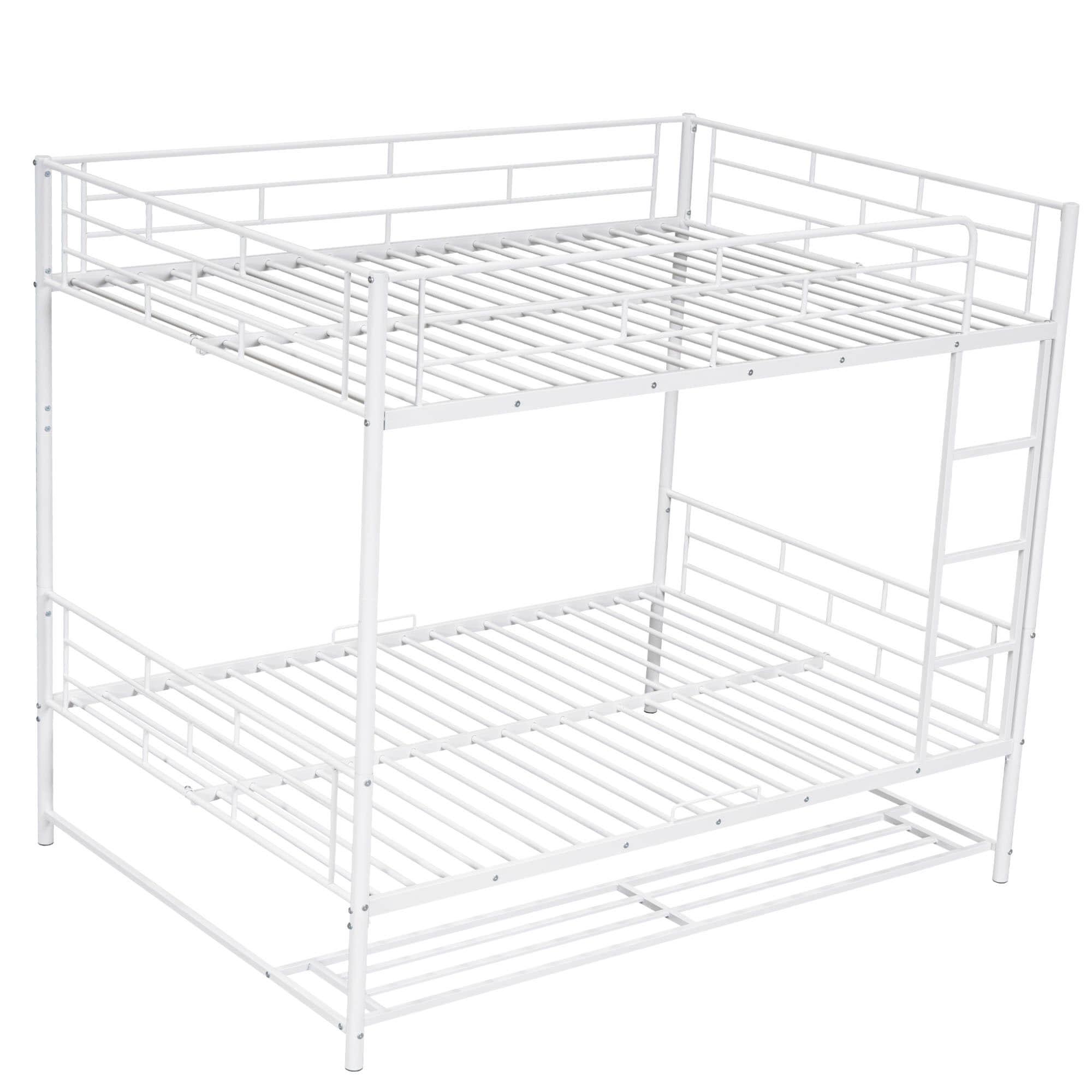 Metal Full Over Full Convertible Bunk Beds for Adults with Storage Shelves