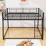 Full XL Over Queen Metal Floor Loft Bunk Beds with Ladder for Adults