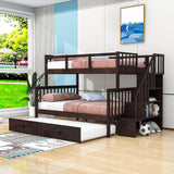 Twin Over Full Bunk Beds for Kids, Adults with Trundle and Storage