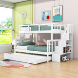 Twin Over Full Bunk Beds for Kids, Adults with Trundle and Storage