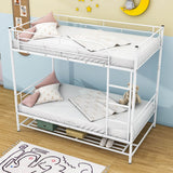 Metal Twin Over Twin Convertible Bunk Beds for Adults Kids with Storage