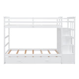 Twin Over Twin Bunk Beds with Stairs, Storage and Trundle - [Wooden, Drawers]