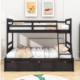 Wooden Twin Over Full Bunk Beds with Storage Drawers for Kids, Adult - [Convertible]