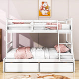 Wooden Twin Over Full Bunk Beds with Storage Drawers for Kids, Adult - [Convertible]