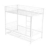 Metal Twin Over Twin Convertible Bunk Beds for Adults Kids with Storage